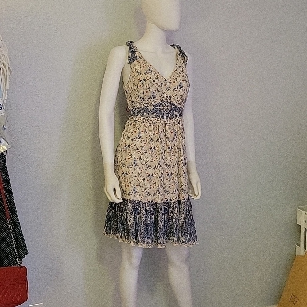 Vtg CATO Coquette Ditsy Floral V-Neck Bow Strap Boho Fairycore Dress - Picture 2 of 10
